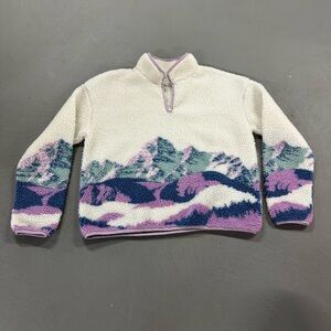 Women's White and Purple Mountain Quarter Zip